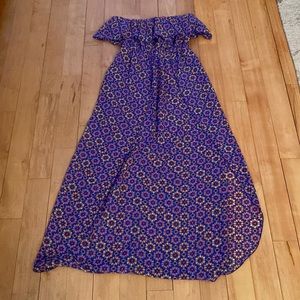 Lulus off the shoulders blue floral sheer maxi dress cover up